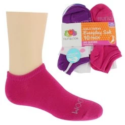 Kids' Fruit Of The Loom No-Show Medium 10 For $10