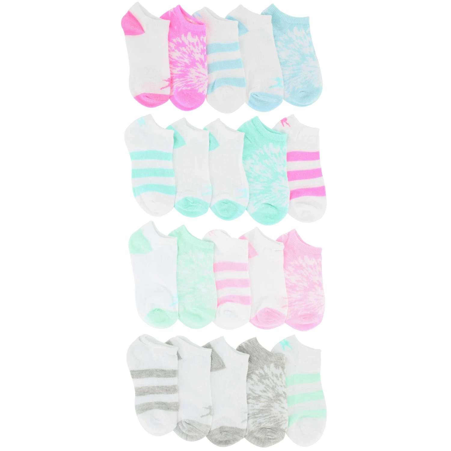 Girls' Danskin No-Show Tie-Dye 20-Pair Pack 2 Girls' Danskin No-Show Tie-Dye 20-Pair Pack - Image 2