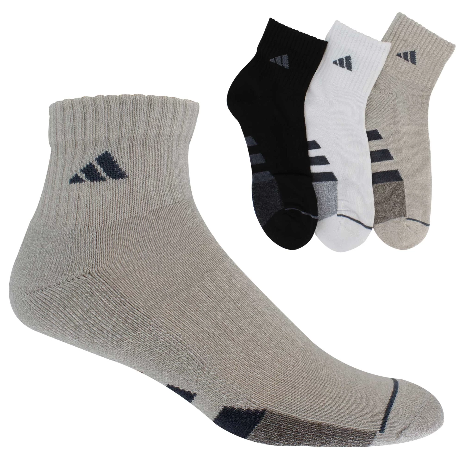 Men's Adidas Cushioned Quarter 3-Pair Pack 1 Men's Adidas Cushioned Quarter 3-Pair Pack