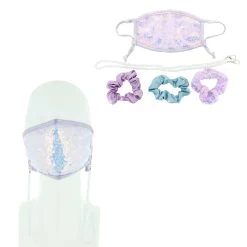 Kids' Sequin Face Mask, Strap And Scrunchie Set