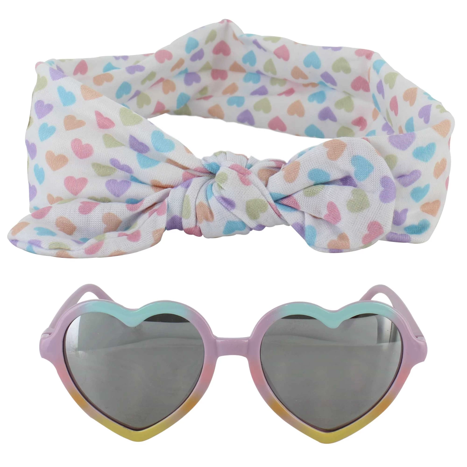 Kids' Heart-Print Sunglasses And Headband 1 Kids' Heart-Print Sunglasses And Headband