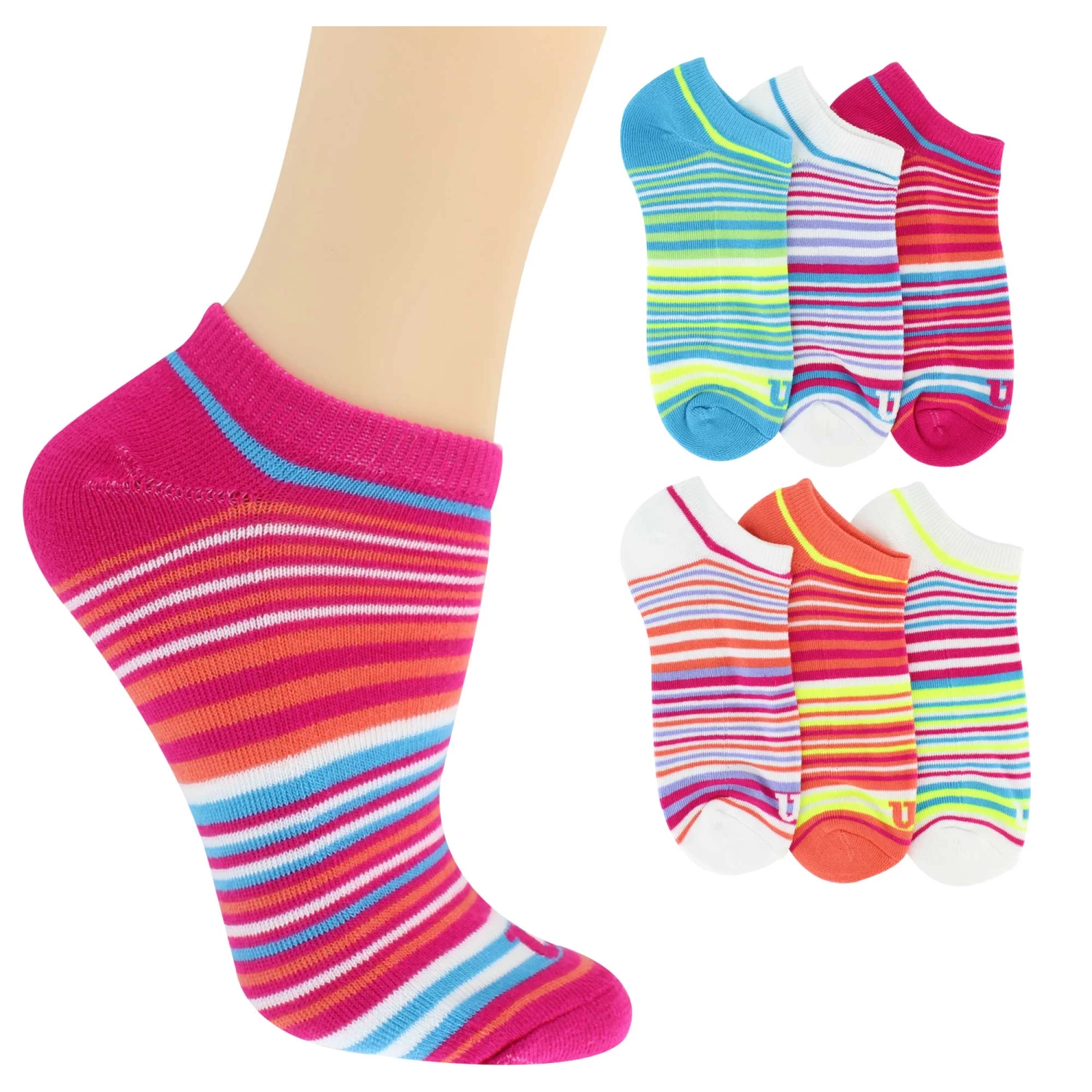 Women's Wilson Striped No-Show 6-Pair Pack 1 Women's Wilson Striped No-Show 6-Pair Pack