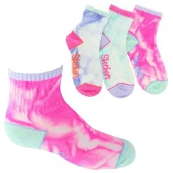 Girls' Skechers Tie-Dye Low Crew 3-Pair Pack