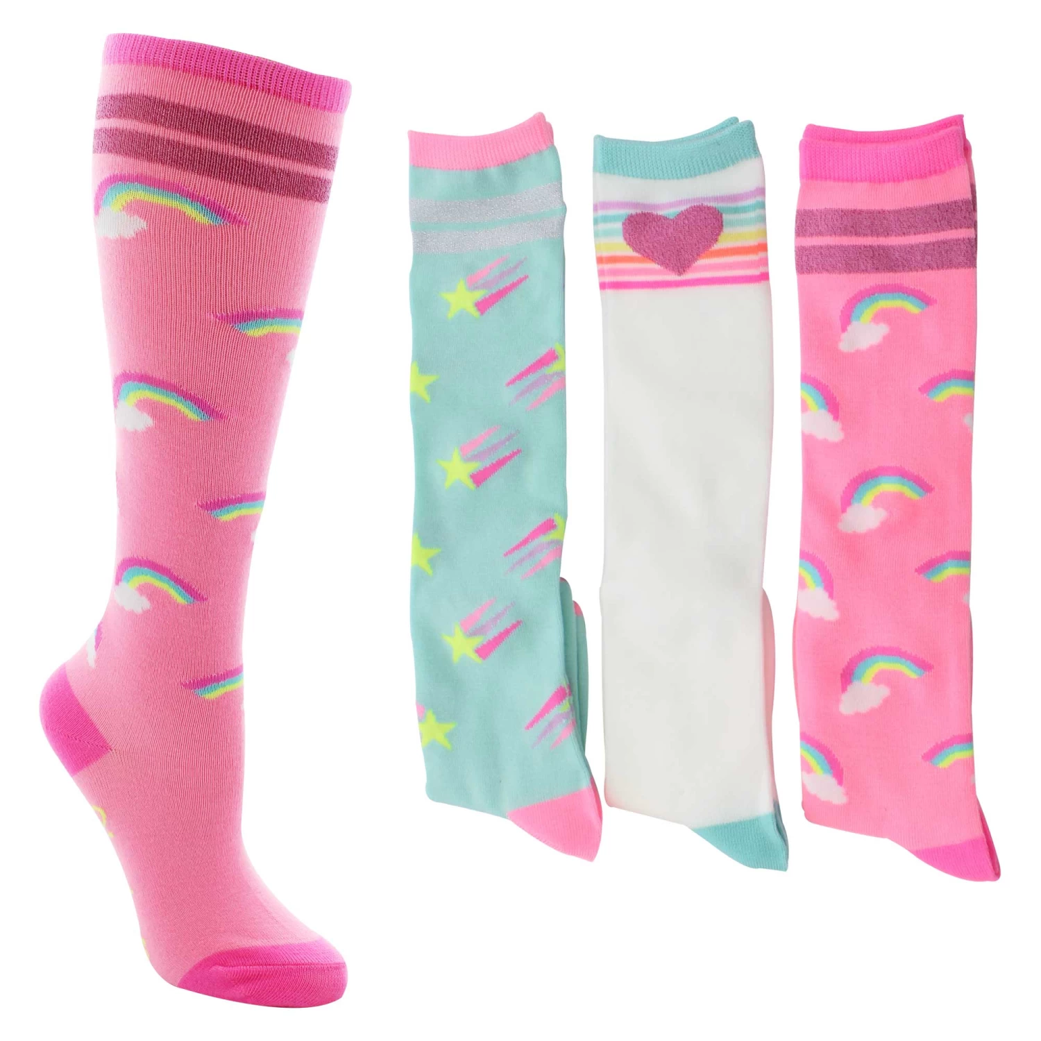 Girls' Skechers Rainbow Knee-High 3-Pair Pack 1 Girls' Skechers Rainbow Knee-High 3-Pair Pack