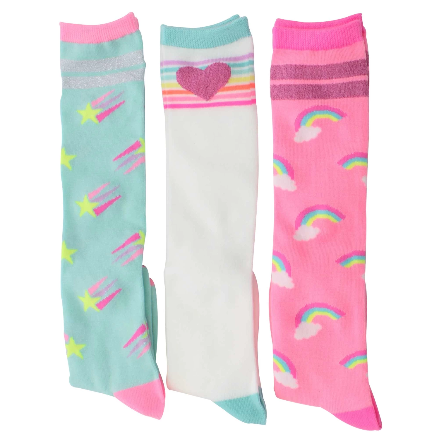 Girls' Skechers Rainbow Knee-High 3-Pair Pack 2 Girls' Skechers Rainbow Knee-High 3-Pair Pack - Image 2