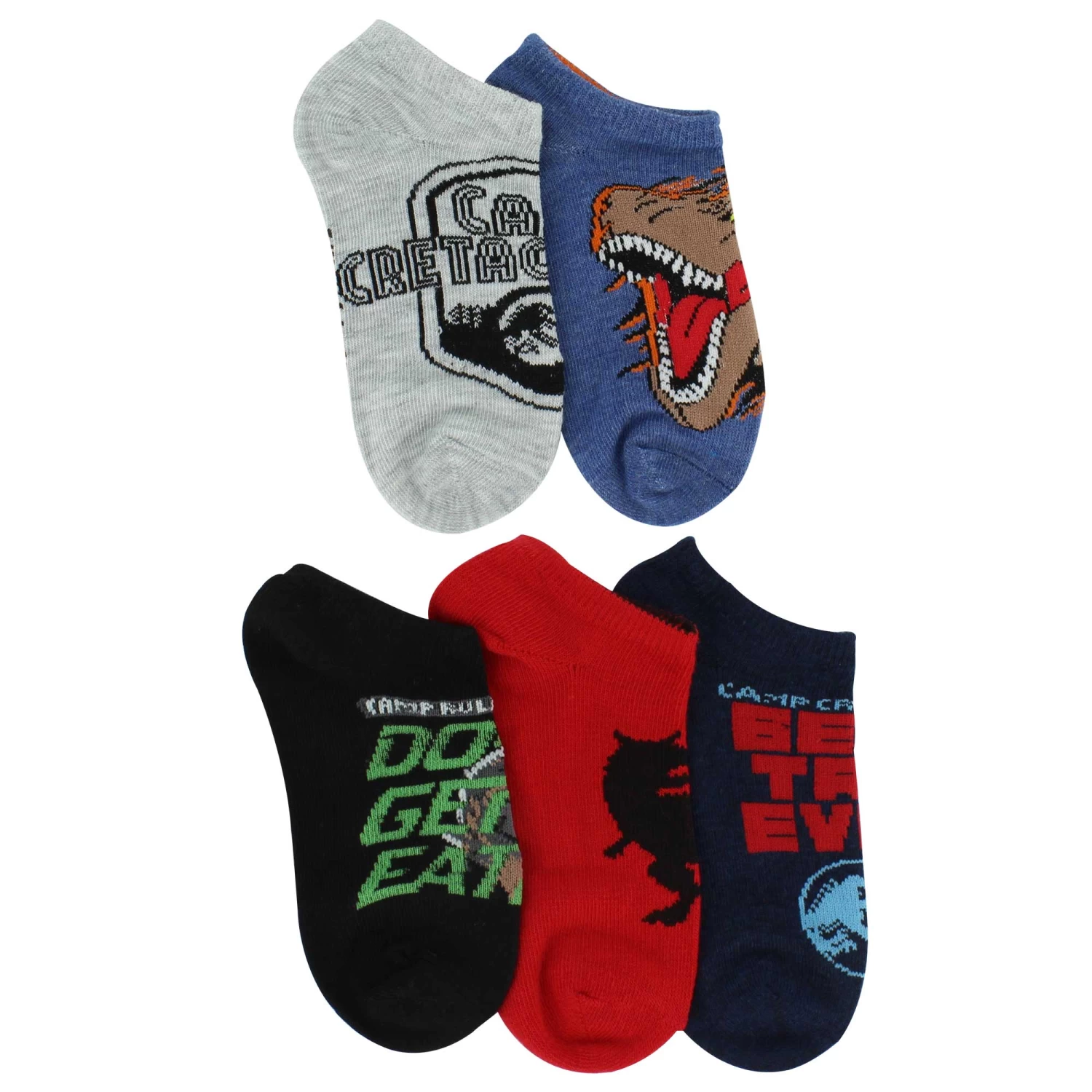 Kids' Jurassic World No-Show 5-Pair Pack 2 Kids' Jurassic World No-Show 5-Pair Pack - Image 2