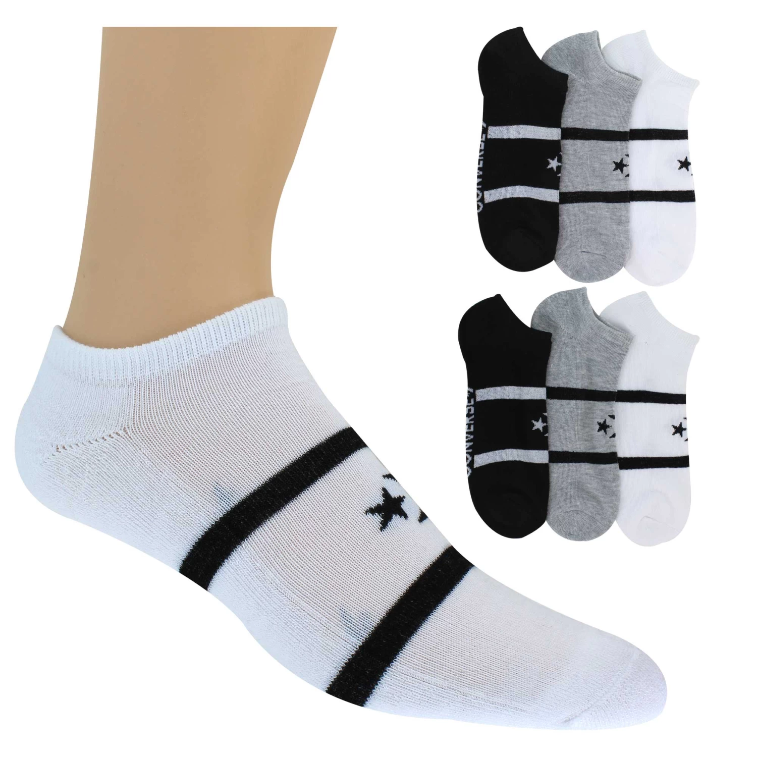 Men's Converse Stripe No-Show 6-Pair Pack 1 Men's Converse Stripe No-Show 6-Pair Pack