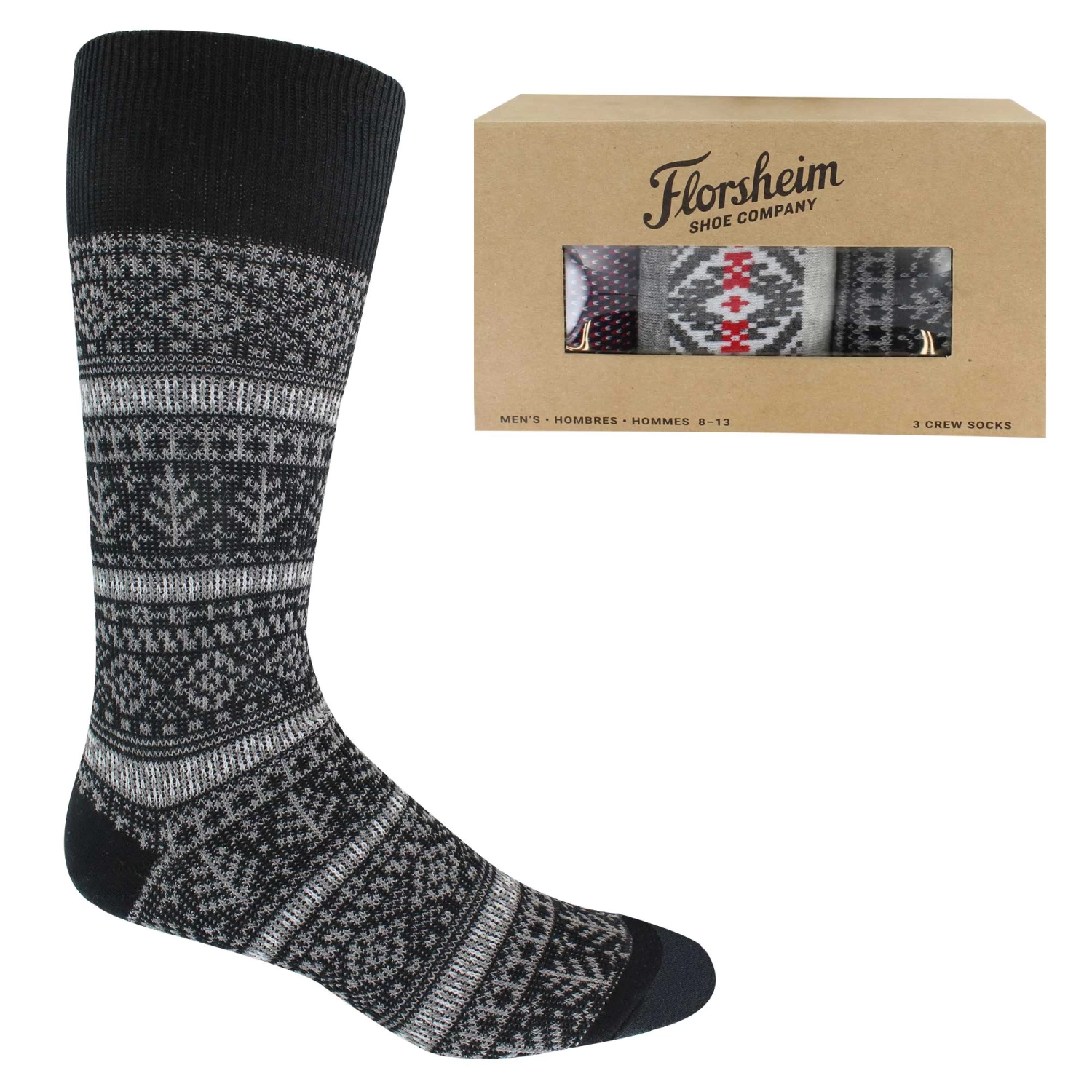Men's Florsheim Crew 3-Pair Pack Gift Box 1 Men's Florsheim Crew 3-Pair Pack Gift Box