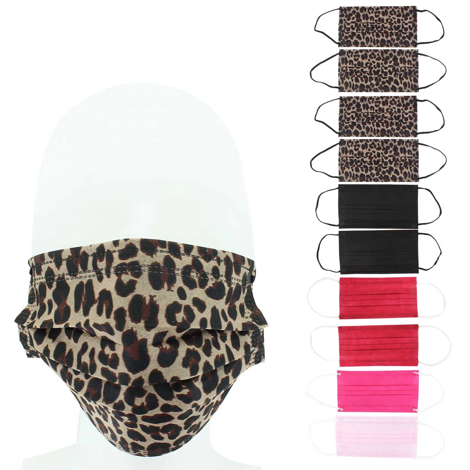 Adult Leopard Assortment Face Mask 10-Pack 1 Adult Leopard Assortment Face Mask 10-Pack