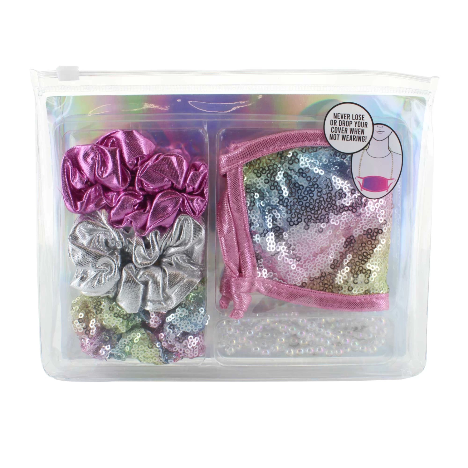 Kids' Sequin Face Mask, Strap And Scrunchie Set 3 Kids' Sequin Face Mask, Strap And Scrunchie Set - Image 3