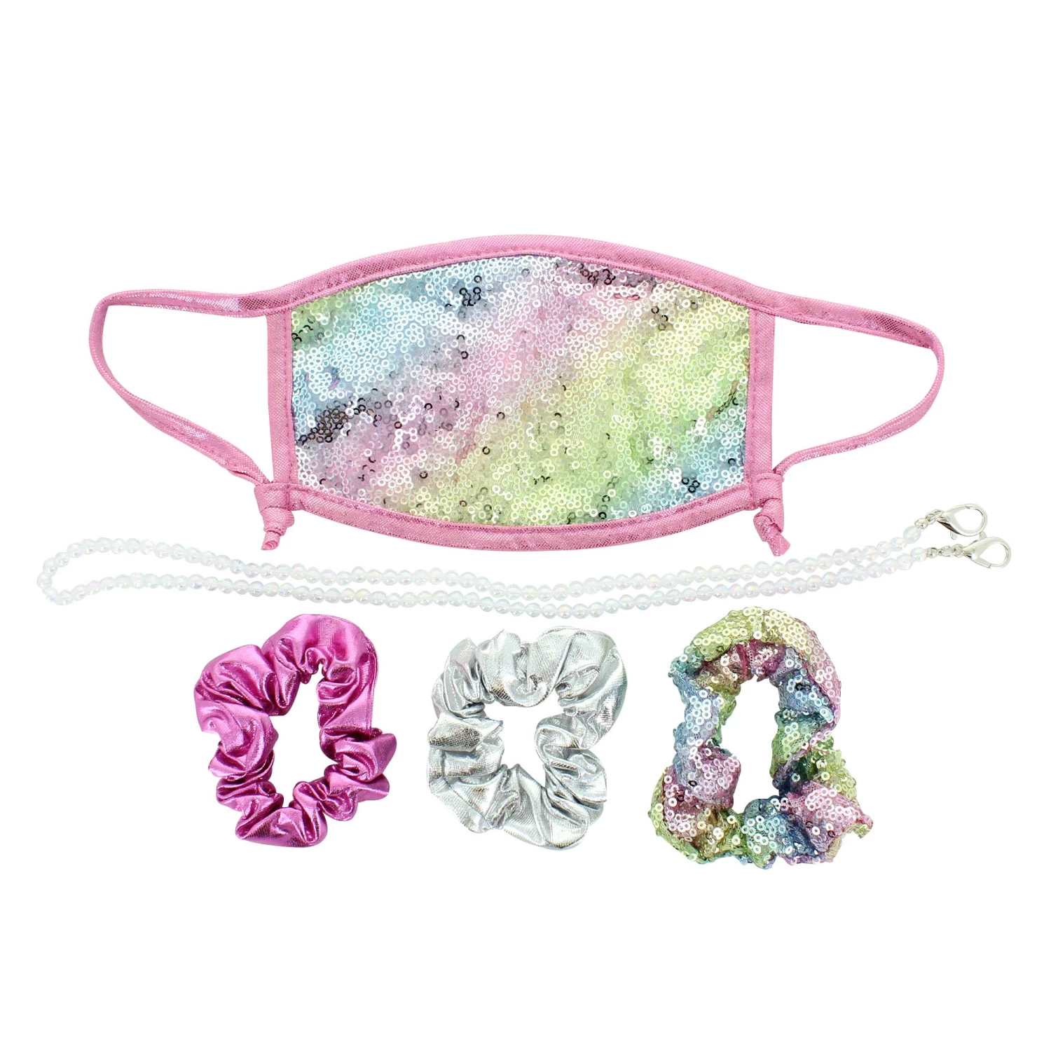 Kids' Sequin Face Mask, Strap And Scrunchie Set 4 Kids' Sequin Face Mask, Strap And Scrunchie Set - Image 4