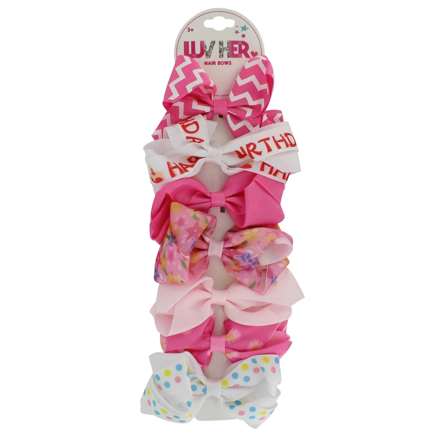 Girls' Pink And White 7-Piece Bow Set 1 Girls' Pink And White 7-Piece Bow Set