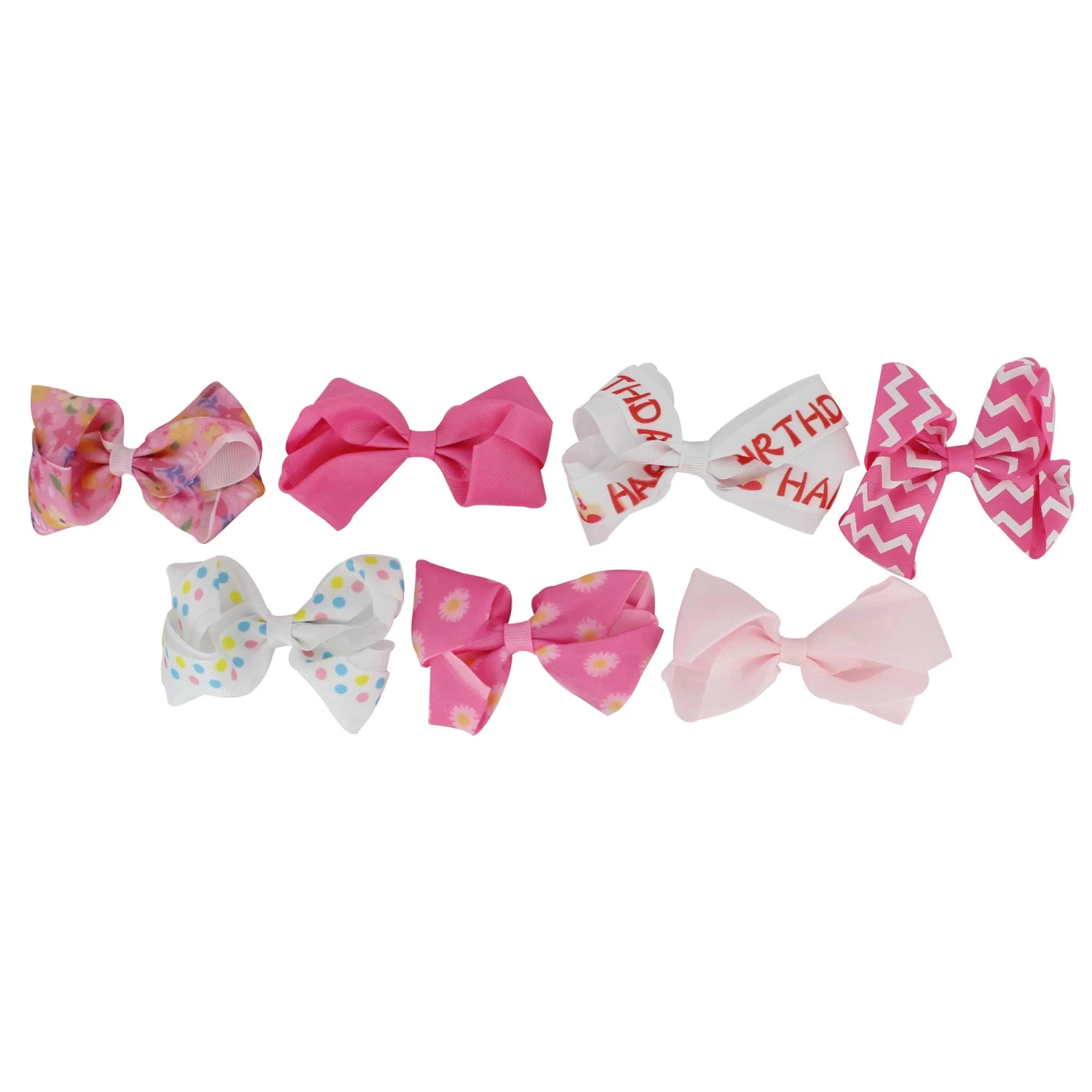Girls' Pink And White 7-Piece Bow Set 2 Girls' Pink And White 7-Piece Bow Set - Image 2
