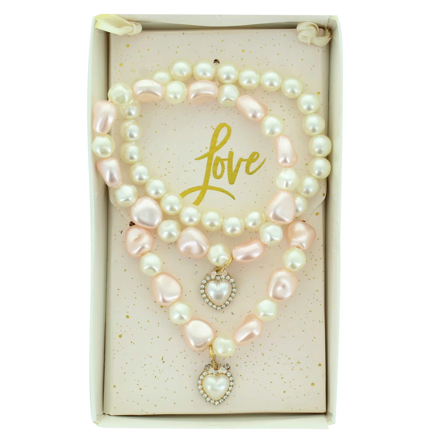 Love Faux-Pearl Necklace And Bracelet Set 1 Love Faux-Pearl Necklace And Bracelet Set
