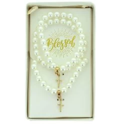 Blessed Faux-Pearl Necklace And Bracelet Set