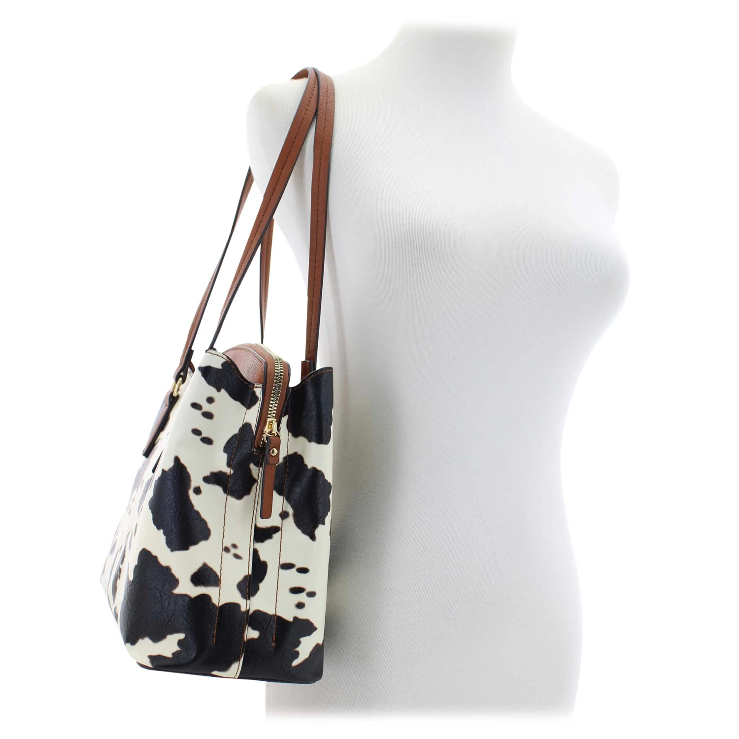 Style Strategy Kitty Cow-Print Satchel With Wallet 4 Style Strategy Kitty Cow-Print Satchel With Wallet - Image 4